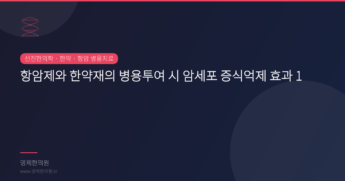 항암제와 한약재의 병용투여 시 암세포 증식억제 효과 1